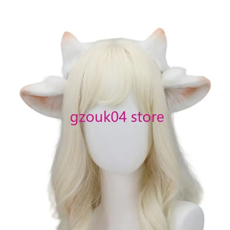 

68TD Plush Sheep Ear Hairhoop Role Play Headband Costume Halloween Headpieces