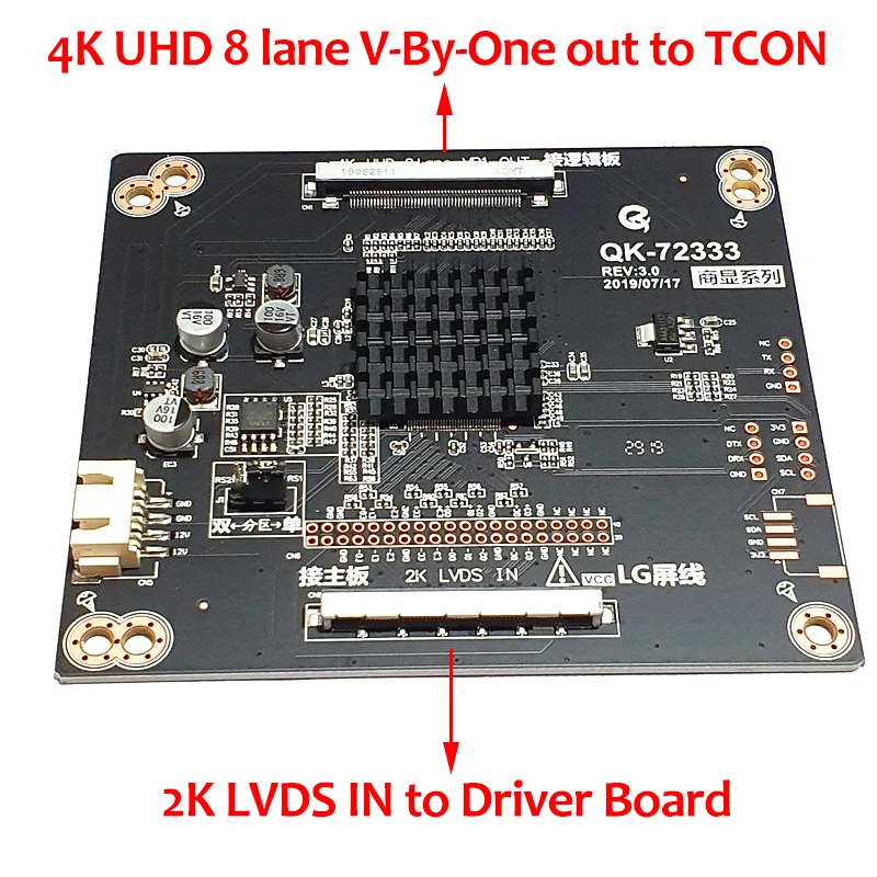QK-72333 2k lvds in bis 4k uhd 8-spurig v-by-one aus 4k bis 2k Adapter platine vbyone zu lvds Multi plikator platine mit freien Kabeln