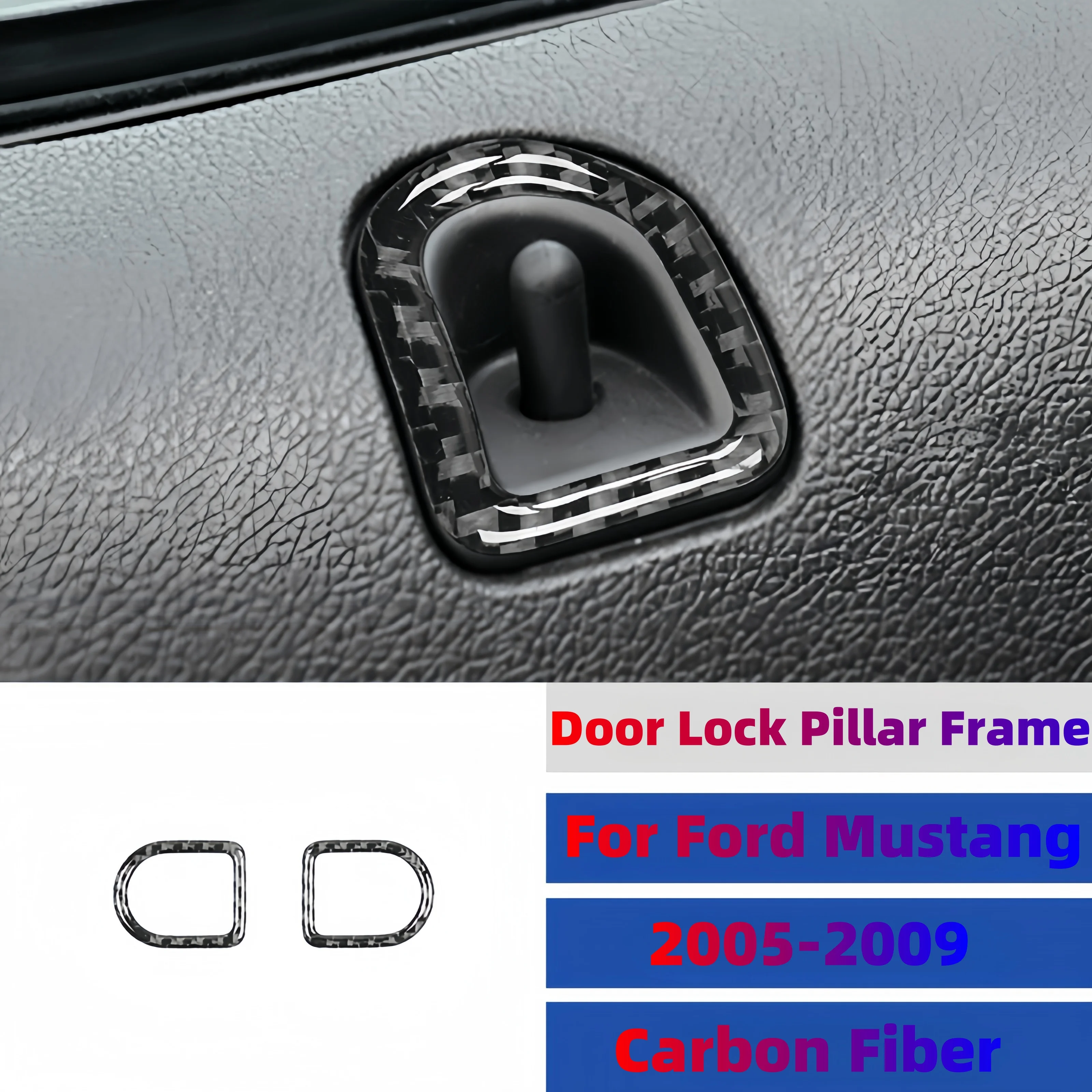 

For Ford Mustang 2005-2009 Carbon Fiber Car Interior Door Lock Pillar Frame Cover Protective Trim Sticker Accesorios Para Carro