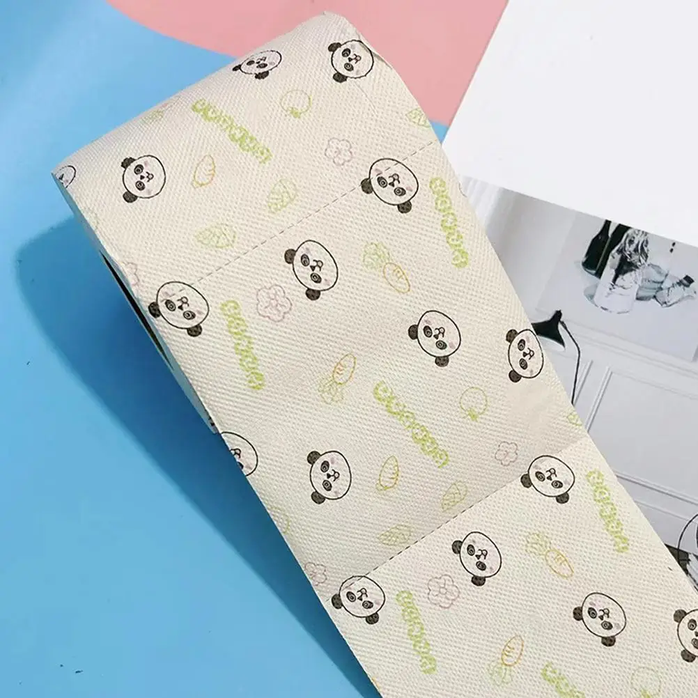Panda Print Bamboo Toilet Paper Unique Fun Design Soft Pulp Hand Towel For Office Use Patterned Toilet Roll