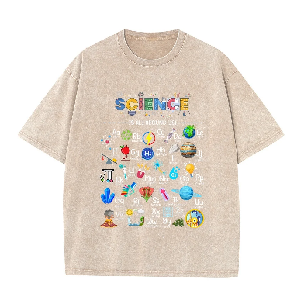 Science is All Around Us Alphabet STEM Scientist T-Shirt T Shirt Oversize Herren Bekleidung 오버핏 Regular Fit Cotton Tee Graphic
