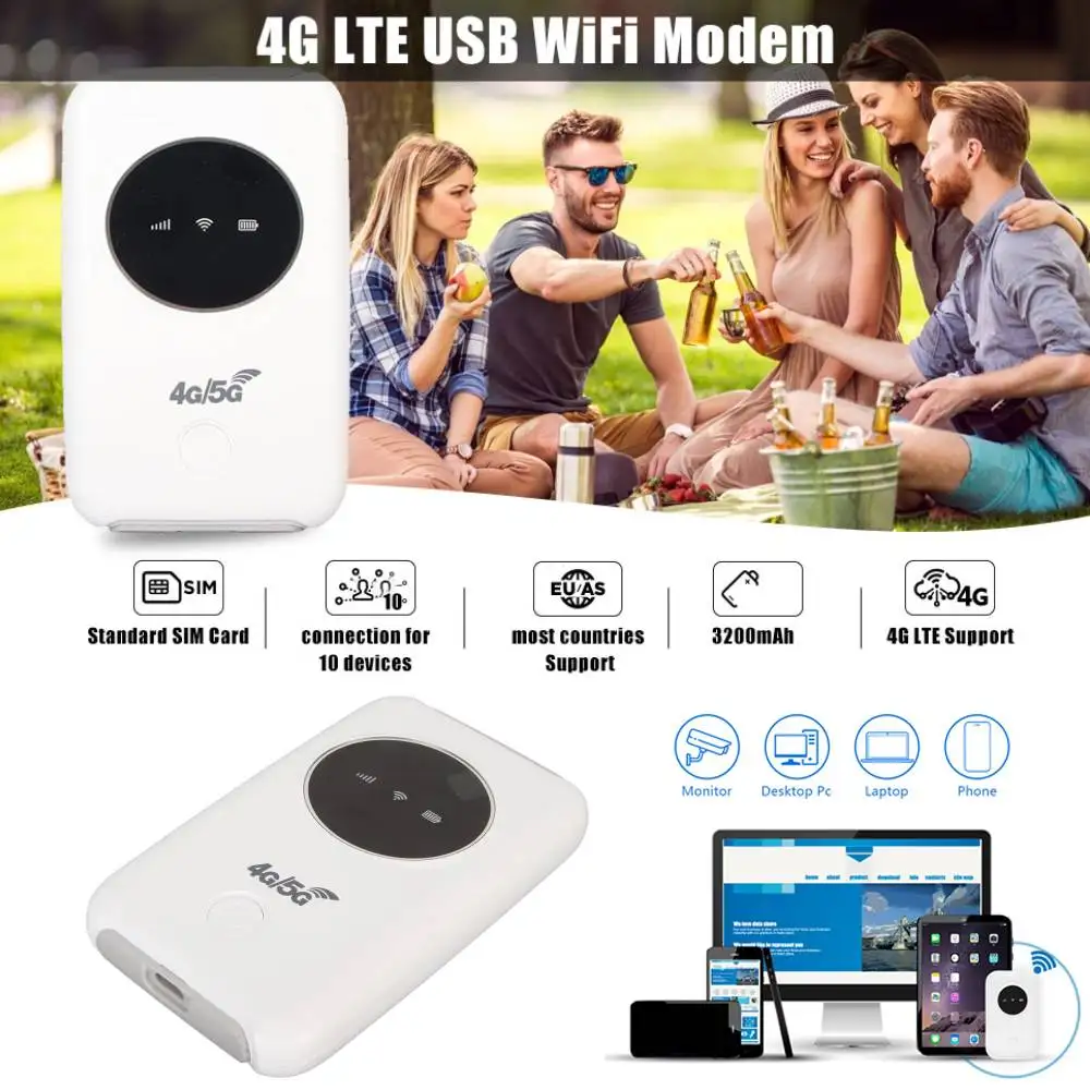 

3G 4G MiFi 150Mbps Portable WiFi Mobile Pocket WiFi Router USB WiFi6 4G SIM Router 4G LTE Router for SIM Card Wireless Modem