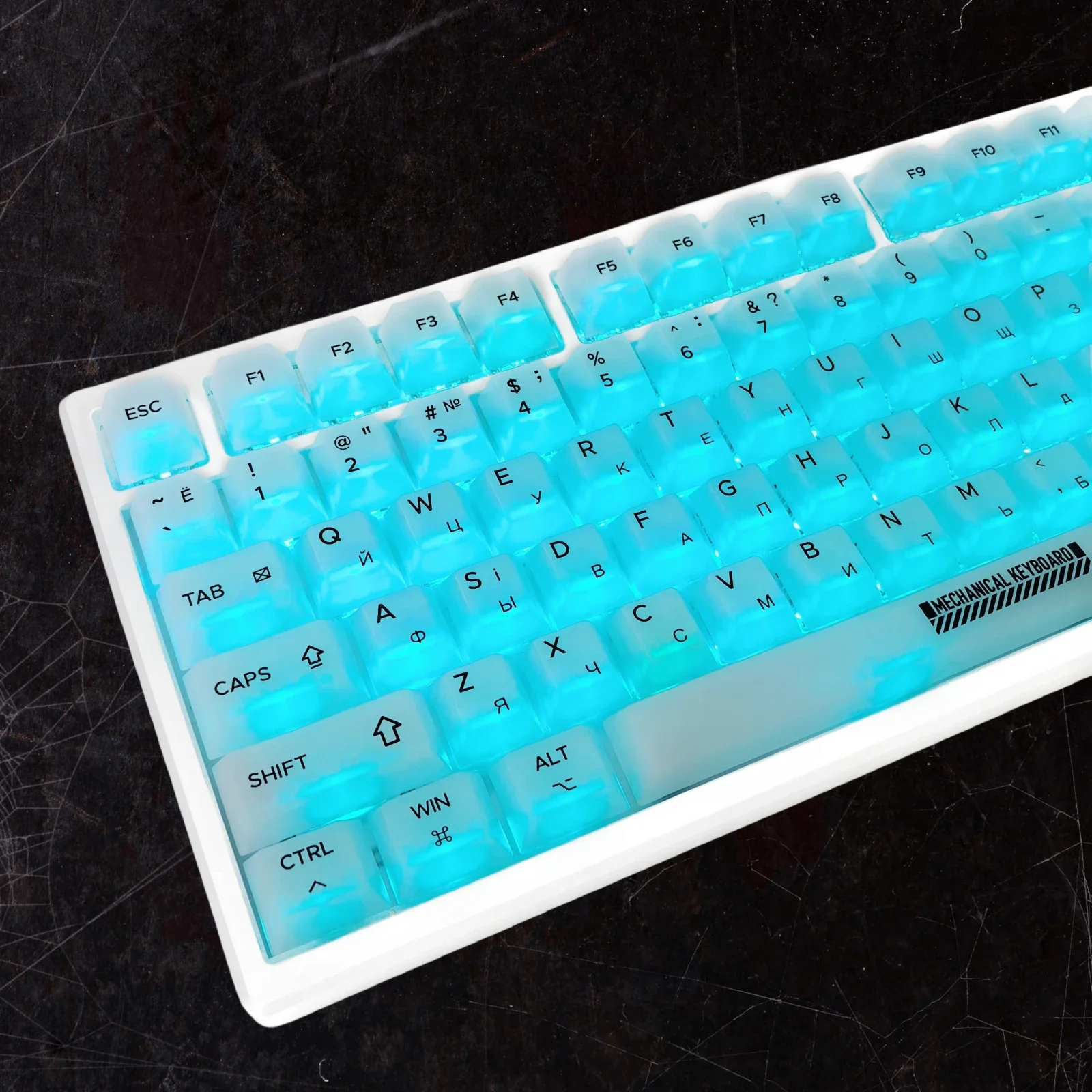 Translucent Russian Keycap Matte 122Key Cherry PC Material DIY Mechanical Keyboard Simple Office Game Matte Milky White Keycap