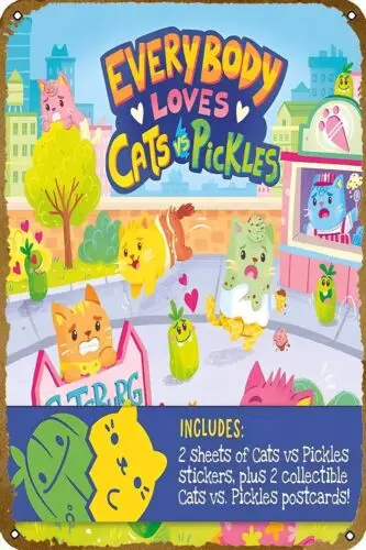 Everybody Loves Cats Vs Pickles (Hardcover) Retro Metal Sign Vintage Tin Sign