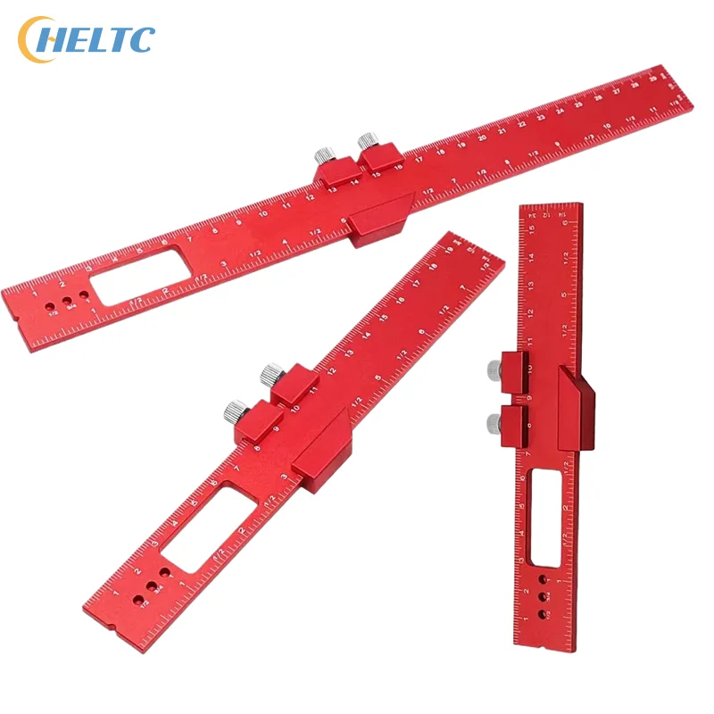 Precision T Type Pocket Ruler Inch Metric Measuring Tool With Slide Stop For Carpentry Marking Multi-function Measuring Aid Tool