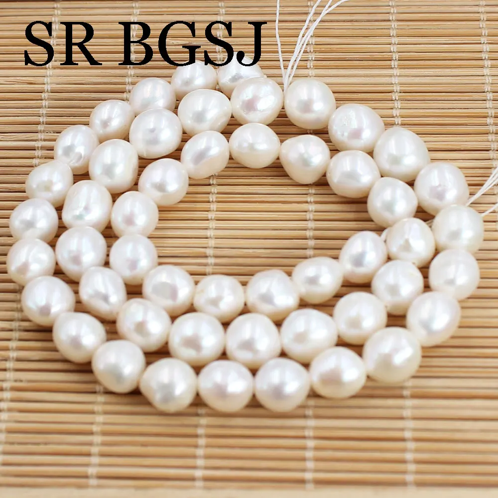 

8-9mm 16inch White Potato Round Edison Natural Freshwater Pearl White Making DIY Charm Spacer Beads