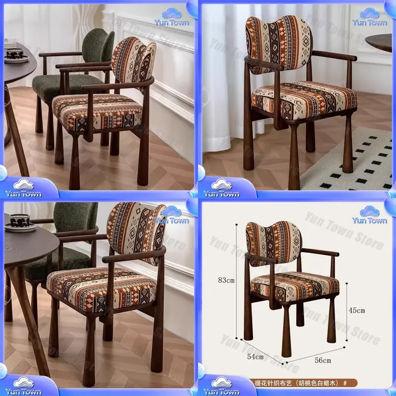 for Nordic French medieval solid wood dining chair for household dining table back chair casual designer retro conference