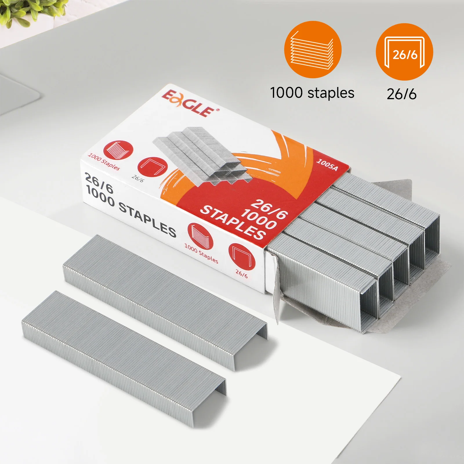 Grampos Eagle No.24/6, perna de 1/4”, pacote a granel de 3 caixas, 3000 peças no total, 1000 unidades por caixa, acessórios de encadernação para escritório e escola