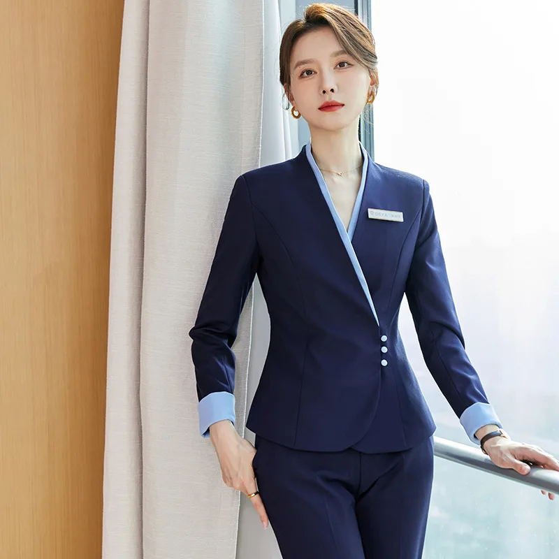 Spring and Autumn Beauty Salon Workwear Suit Suit Formal Wear Women's Coat Customer Service Hotel Front Desk Reception Labor Sui