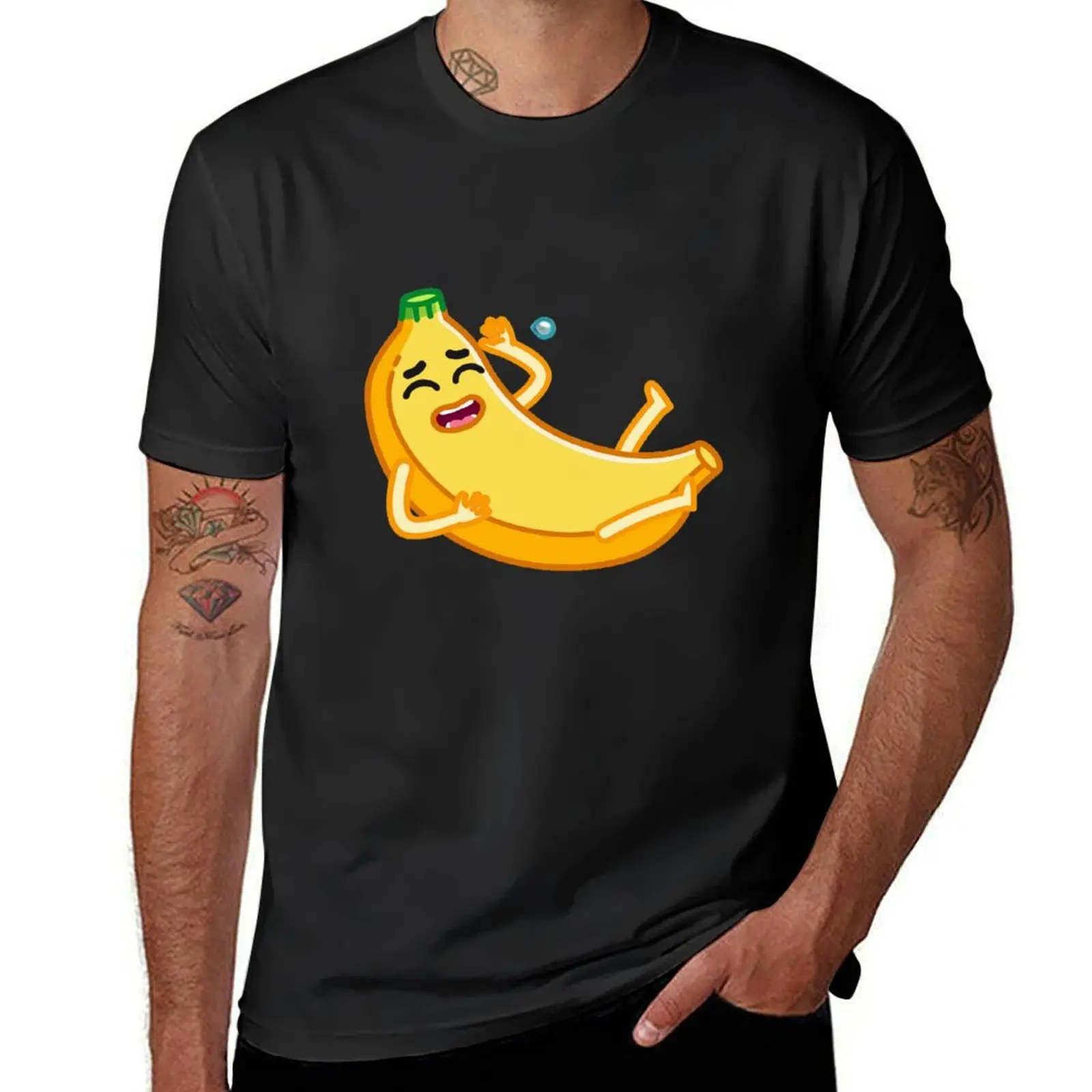 Banana is laughing and falling down T-Shirt customs design your own korean fashion hippie clothes mens graphic t-shirts