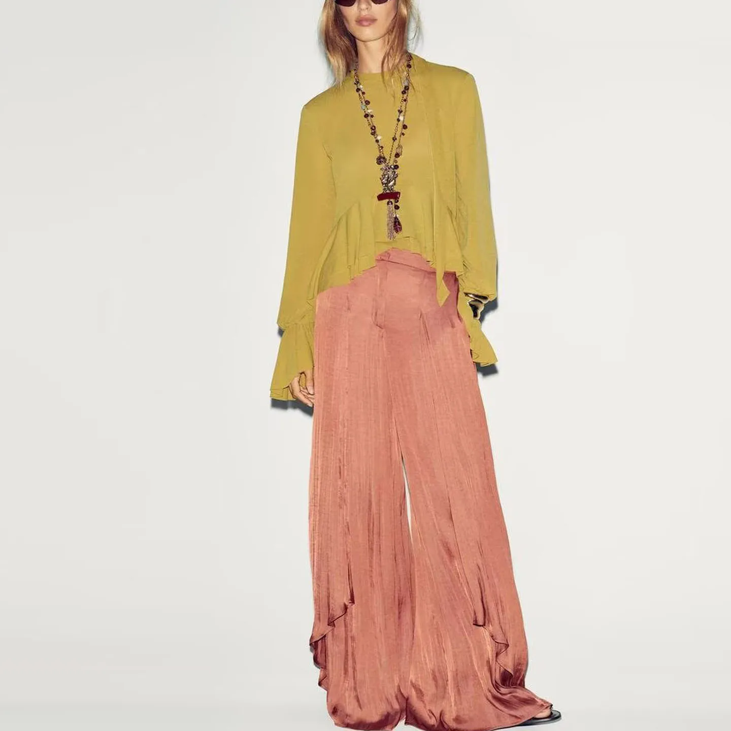 Haut drapé décoratif en couches pour femmes, décontracté, irt, automne 2025, Ele Sle, coupe ample, Long, Sve, sans fonction spéciale