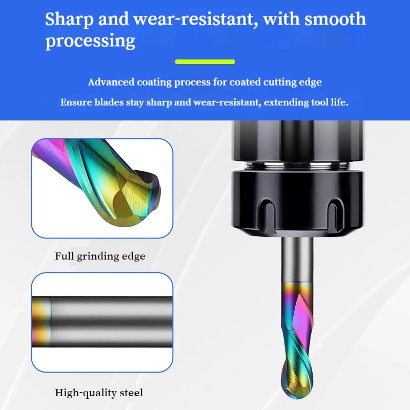 

55 Degree Ball End Mill DLC Coated 2 Flute Carbide CNC Tool for Aluminum