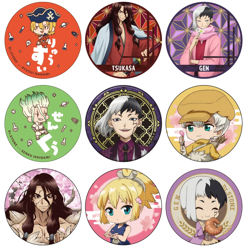 Anime Dr.STONE Cosplay Nanami Ryusui Ogawa Yuzuriha Ruri Chrome Amber Ishigami Senkuu Cartoon Badge Christmas Gifts