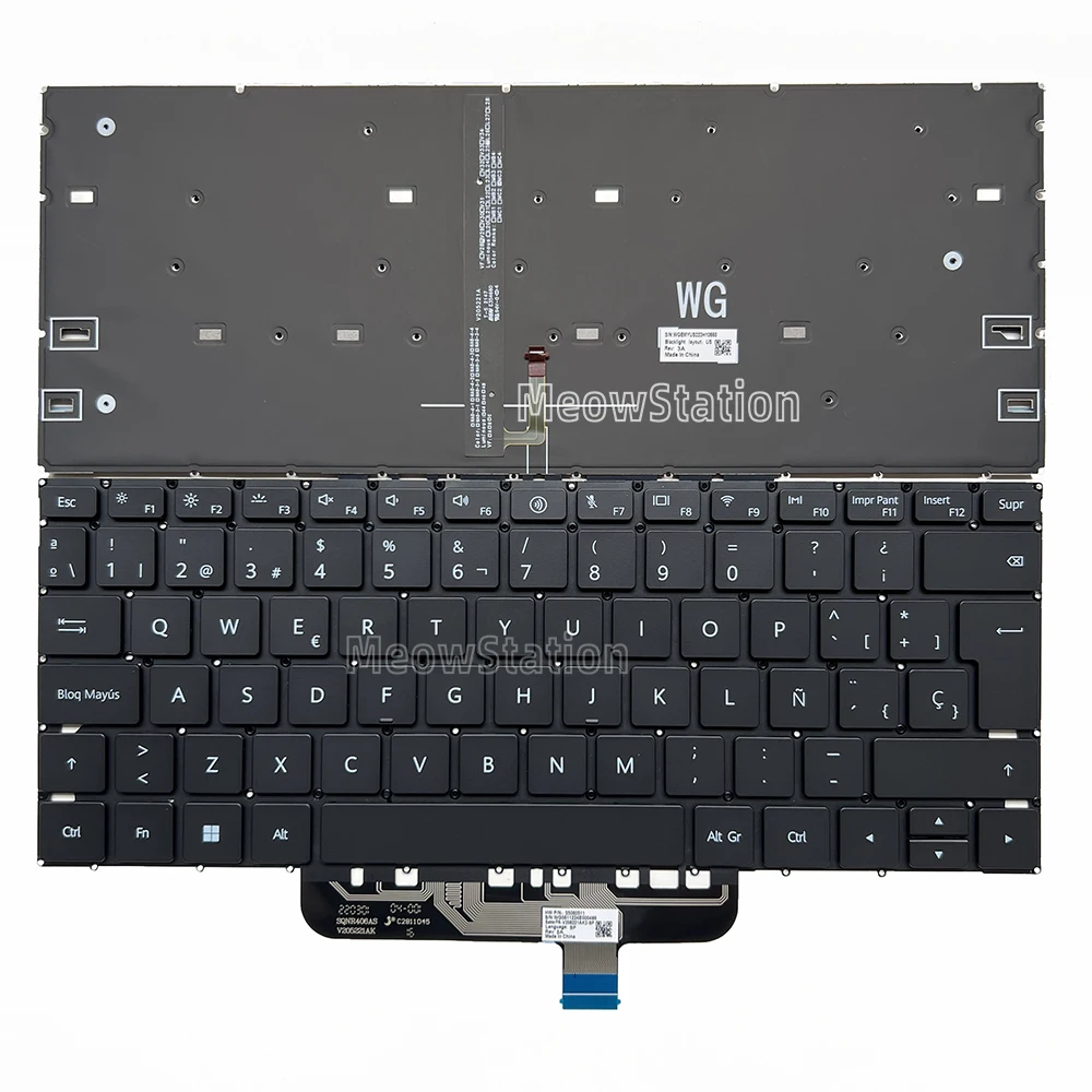 Teclado español retroiluminado con LED para HUAWEI Matebook 16S CREFG-32 CREF-16,13s EMD-W76,14s EMD-W56 HKF-X HKF-16 HKF-W76 HKD-W56