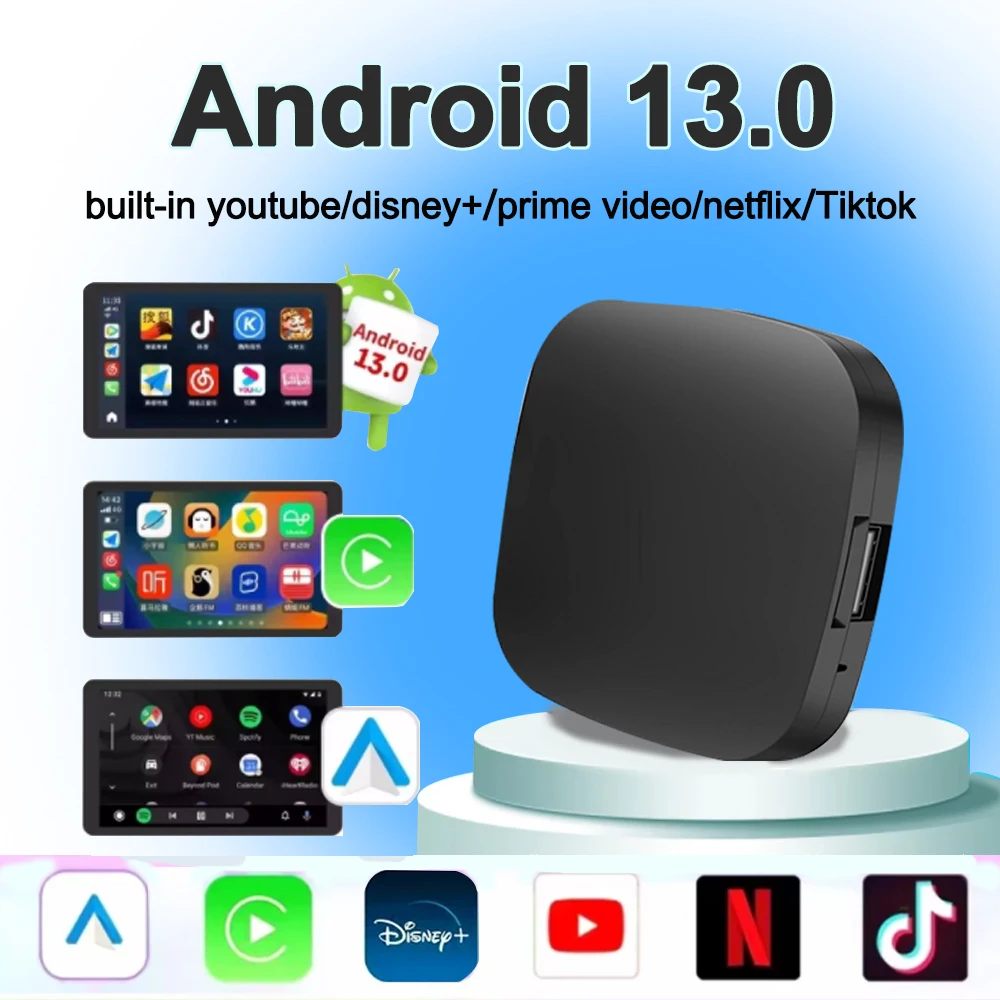 

Новый беспроводной адаптер Carplay Ai Box для Android Auto, ТВ-бокс для Netflix и YouTube, интеллектуальные системы для автомобилей