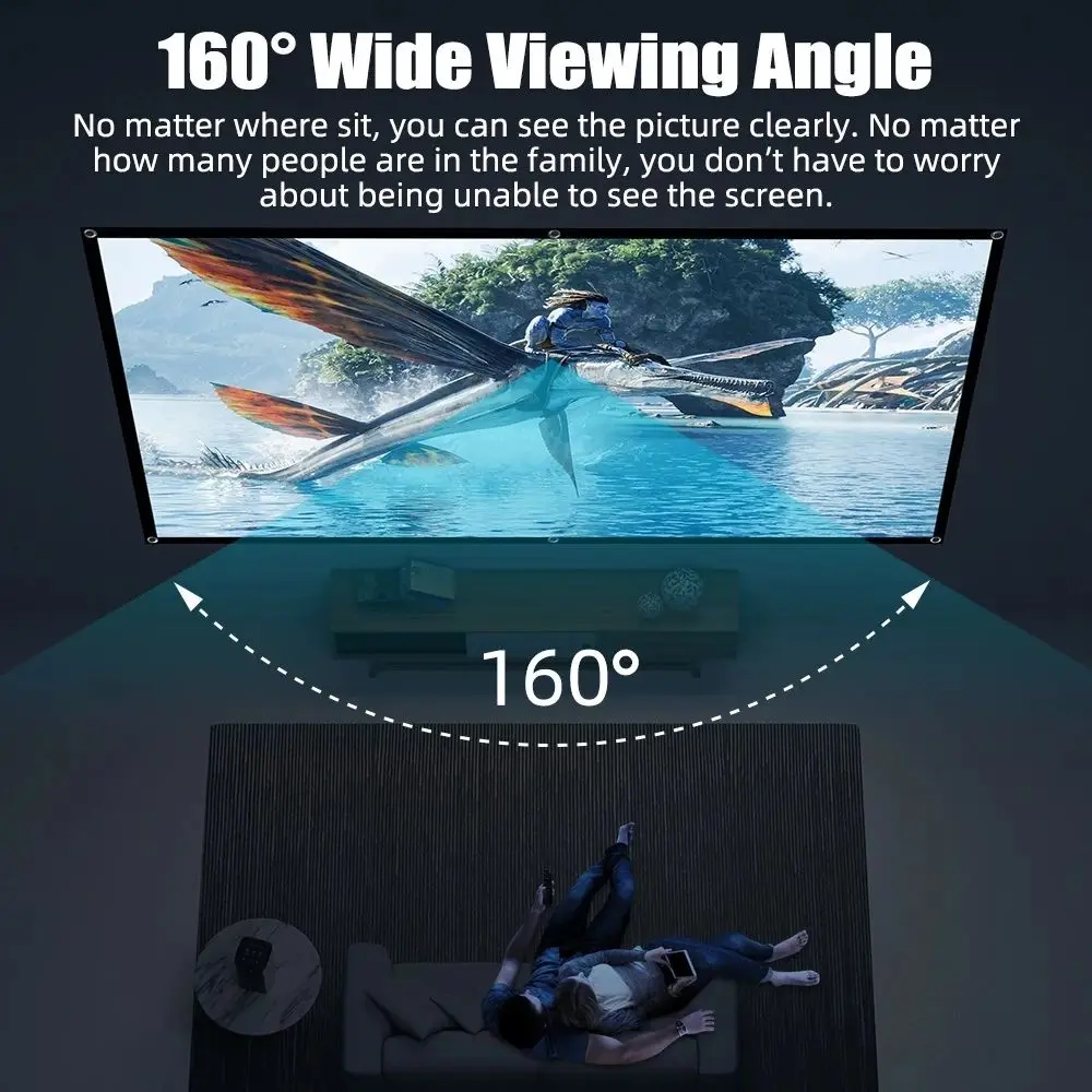 شاشة عرض بوليستر 16:9 HD فيديو شاشة عرض قابلة للطي معدات فيديو عاكسة قابلة للطي شاشة ناعمة للمنزل