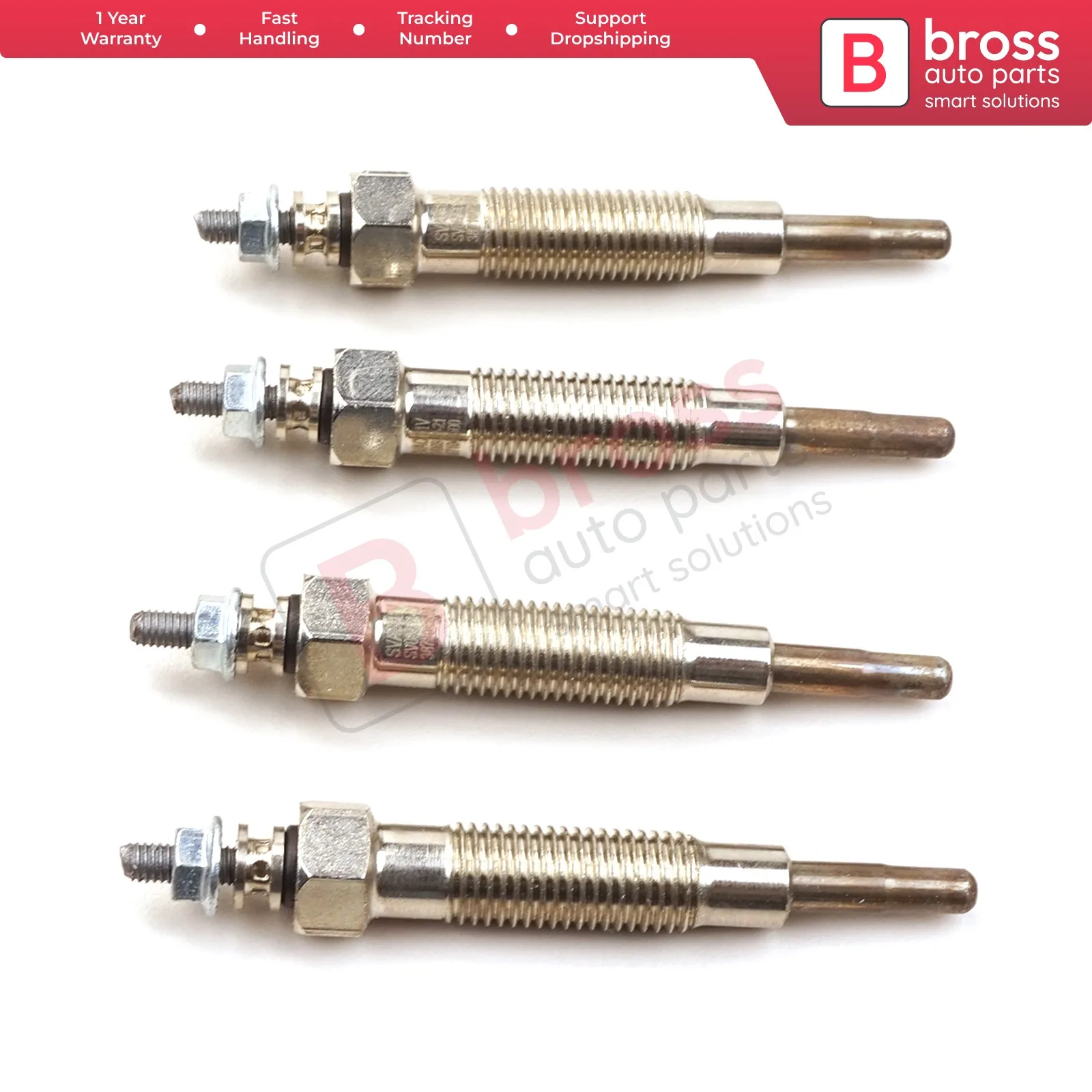 

Bross BGP80-1 4 Pieces Heater Glow Plug 11 Volt MD197511, GN107, 0100226511, 0 250 202 093, CY57 for Mitsubishi Hyundai