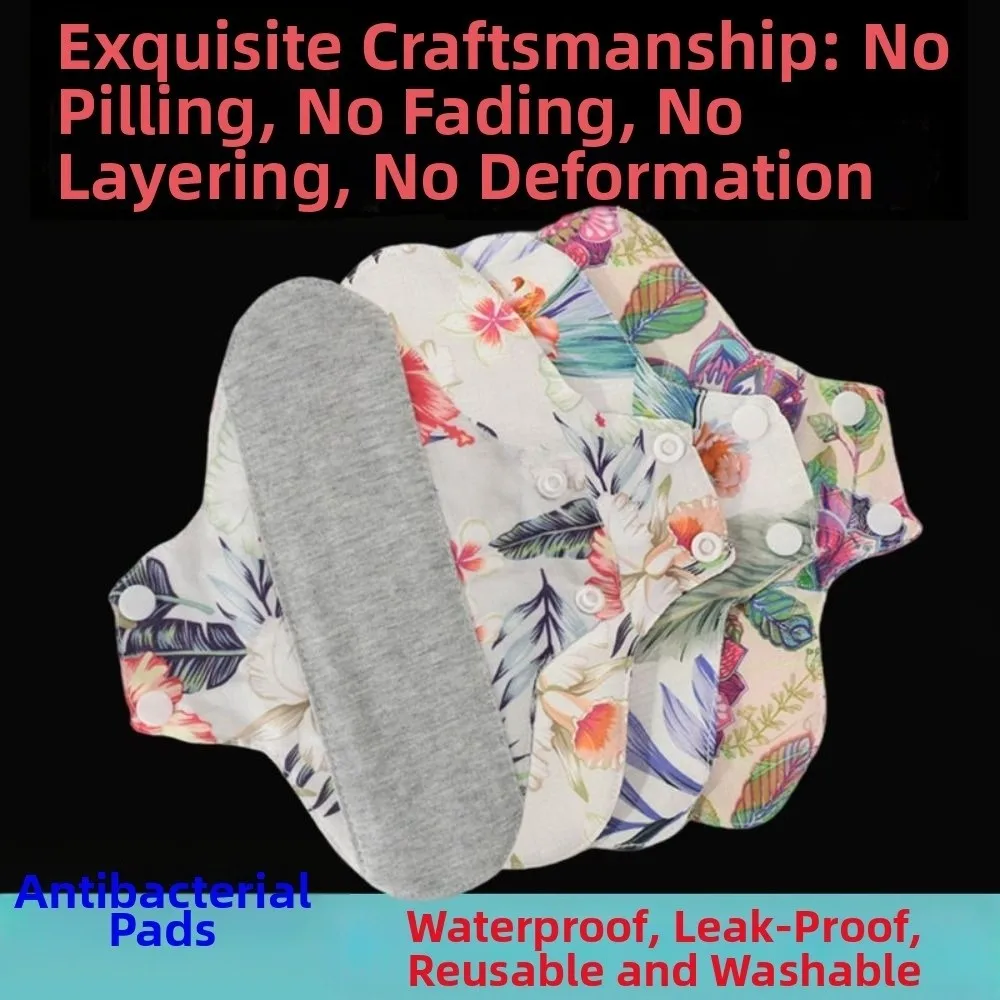 5Pcs Graphene Reusable Sanitary Pads 23CM Fast Absorbent Washable Sanitary Napkins Anti-Slip Leak Proof Nursing Pad for Women