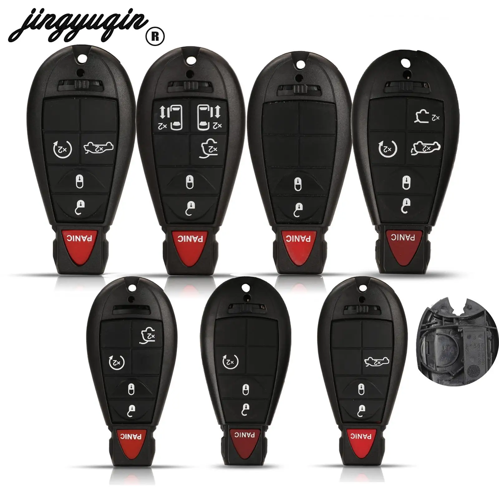 jingyuqin For Chrysler Fobik 300 Town & Country Dodge Challenger Charger Durango Journey Smart Remote Key Shell Case 3/4/5/6BNT