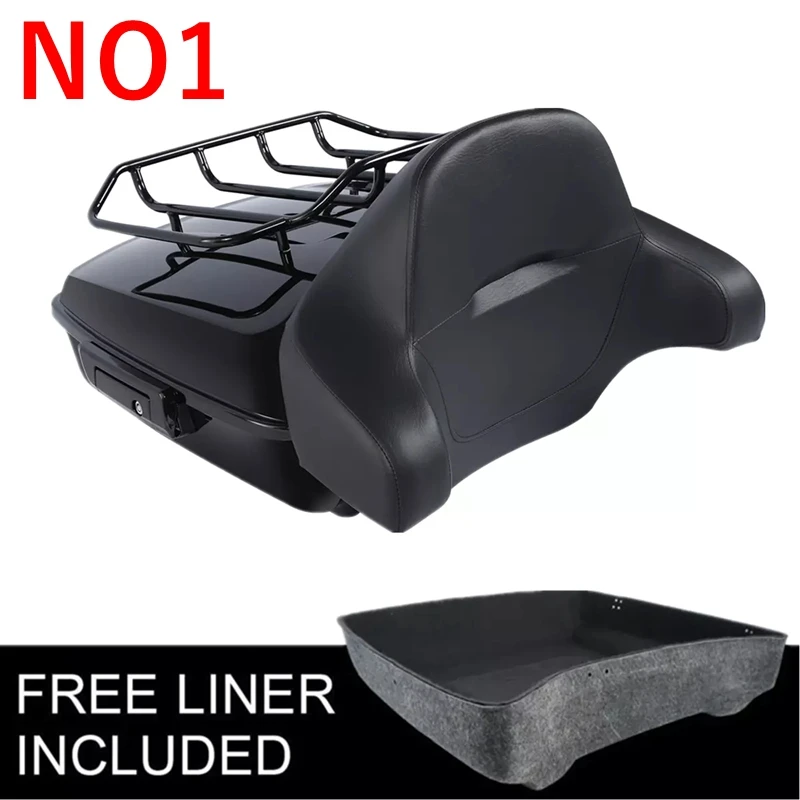 Motorcycle Chopped Trunk W/ Backrest & Luggage Rack Fit For  Touring Road Street Electra Glide Road 2014-2024