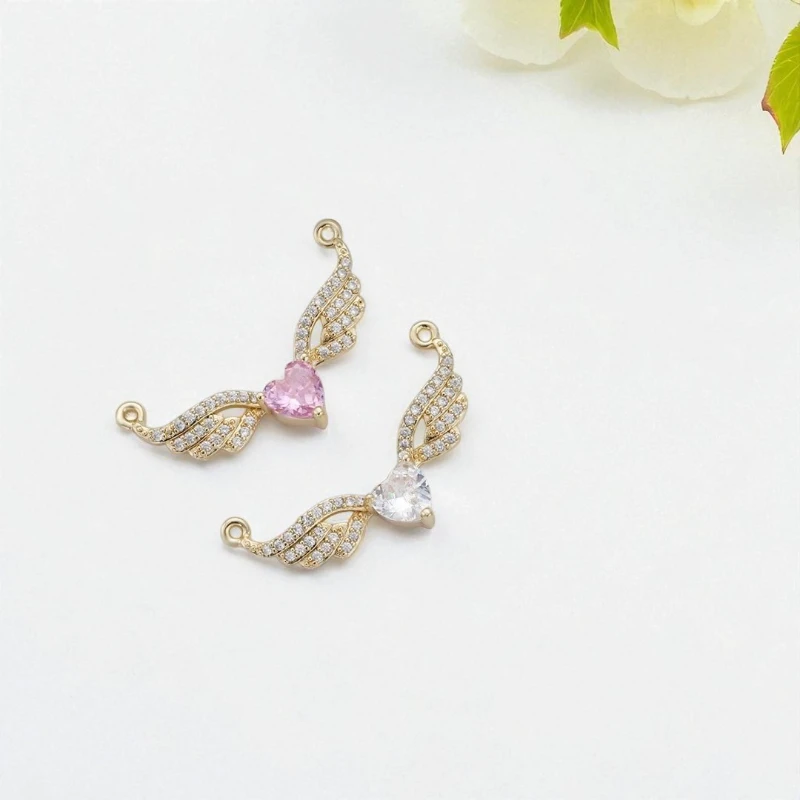 

New Arrival 14K Plated Exquisite Angel Wing Heart Shaped Zircon Pendant Jewelry Fashionable for Sweet Style and Elegant Look