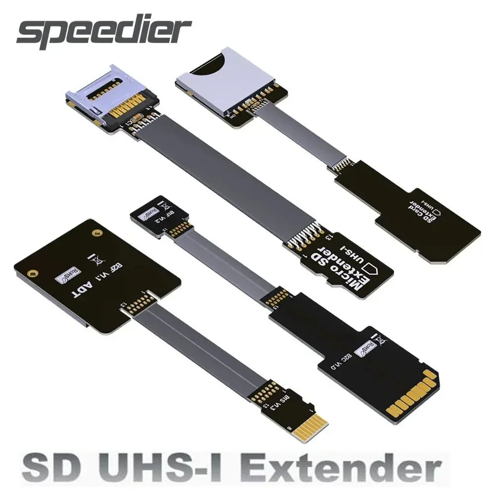 High Speed SDHC SDXC UHS-I MicroSD TF SD Card Male to Female Soft Flexible Extension Cable FPC Memory Card Reader Adapter 5CM-1M