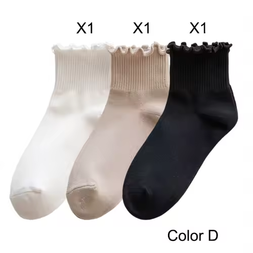 3 Pairs/Lot Cute Socks For Women New Japanese Style Breathable Girls Short Socks Kawaii Solid Socks Frilly Ruffle Socks Casual - Image 13