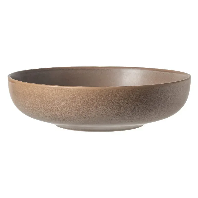 

Super Practical Large Dish Bowl Salad Bowl Ceramic Dish Bowl Matte Deep Plate Household Tableware Japanese Retro Style