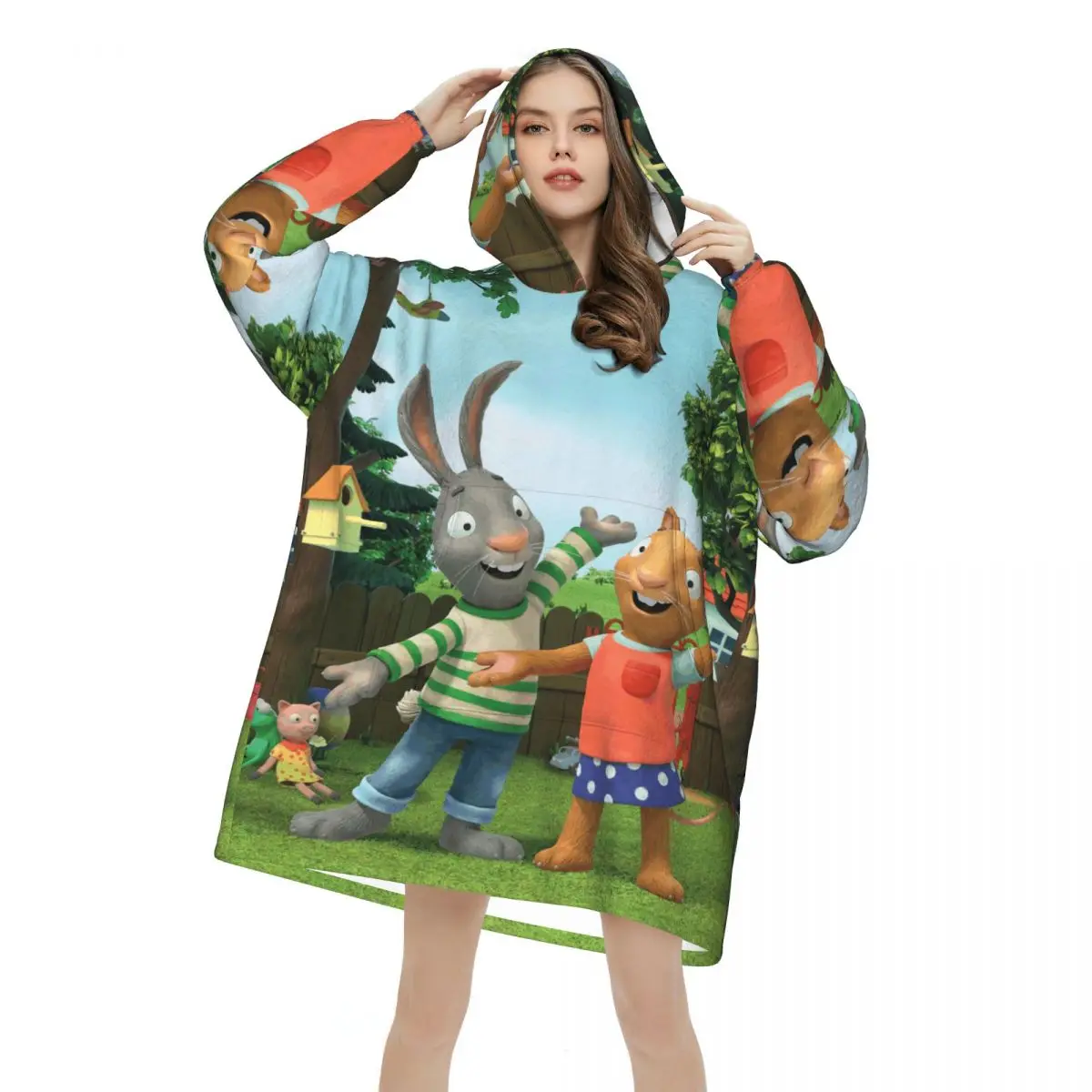 Pips Posys Blanket Hoodie Wearable Blanket Large with Pocket Warm Sleeping Bag Soft Cozy Onesie