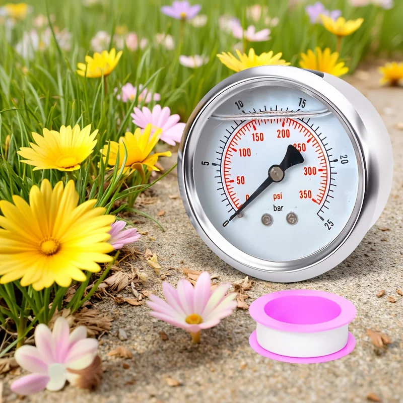 Industrial Pressure Gauge Y60 Axial Anti-Vibration Pressure Meter 0-25BAR 350PSI with PT1/4 Thread Interface Glycerin Filled Inc