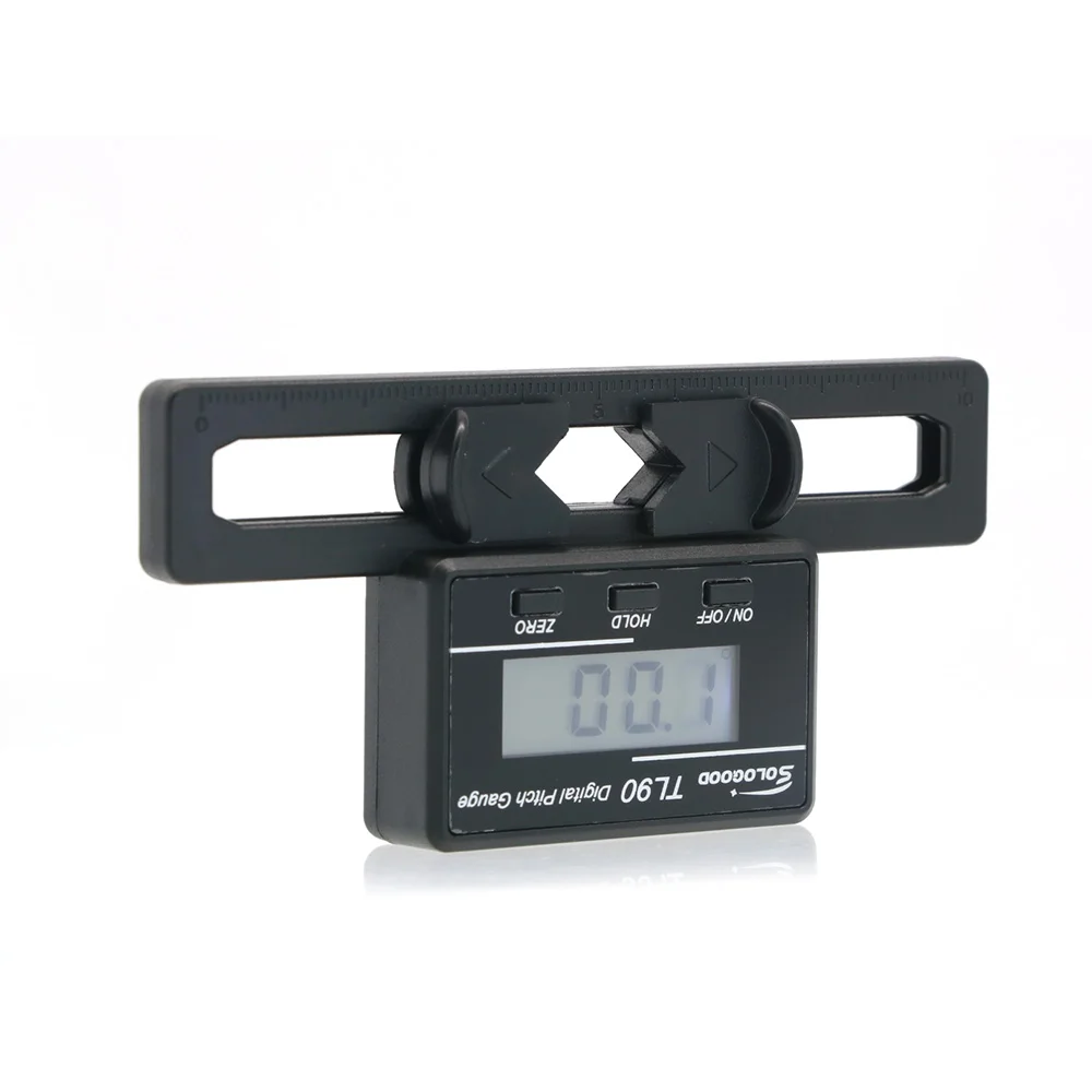 AneegFPv Medidor de passo digital de lâmina principal Tl90 com display LCD Ferramenta de medição de ângulo alimentado Medidor de passo profissional de metal