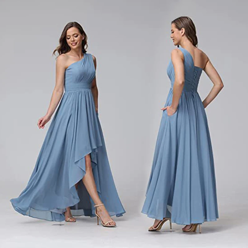 high-low-chiffon-bridesmaid-dresses-one-shouder-sleeveless-pleat-elegant-wedding-party-formal-prom-evening-lace-up-back