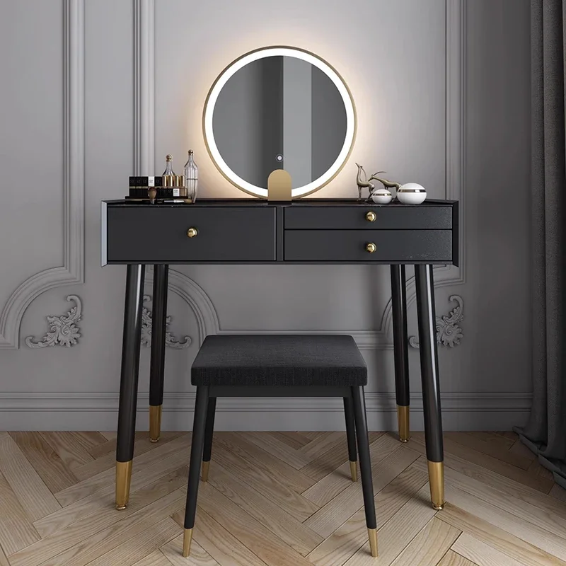 

Modern Nordic Storage Vanity Table Black Wooden Organizer Bedroom Dresser Drawers Salon Beauty Meuble Coiffeuse Home Furniture