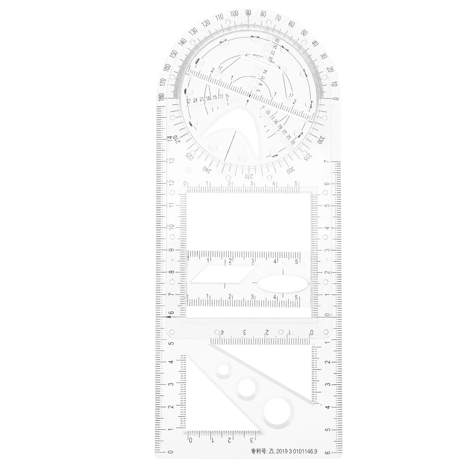 

Plastic Geometric Drawing Templates with Smooth Sliding Portable Ruler for School Students Drafting Measurement