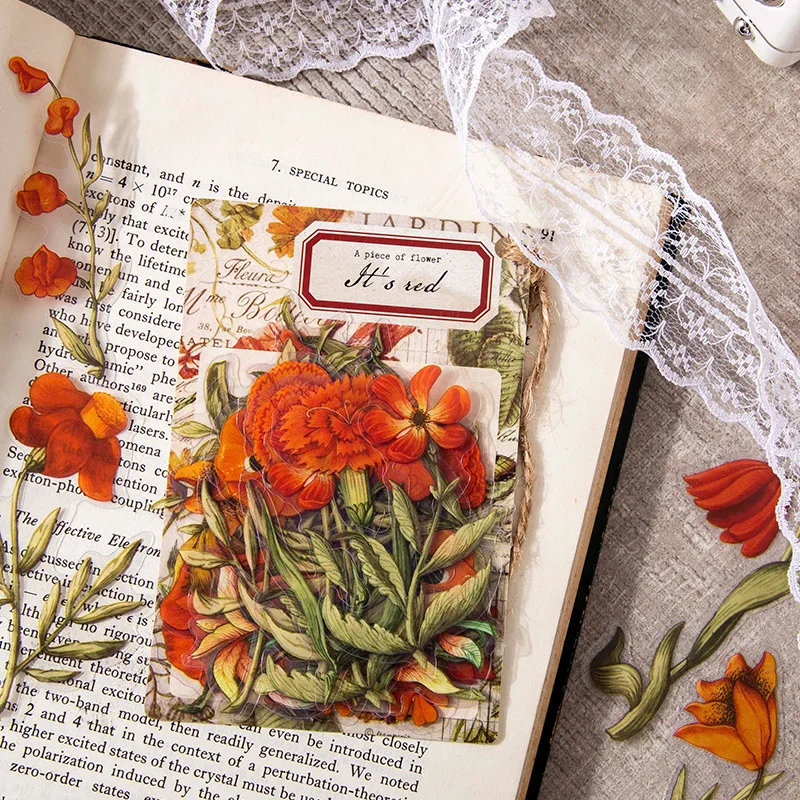 30 pieces Crystal Ink Big Size Plants and Flowers  Collage Junk Journal Planner  Label Sticker Album Scrapbooking Material