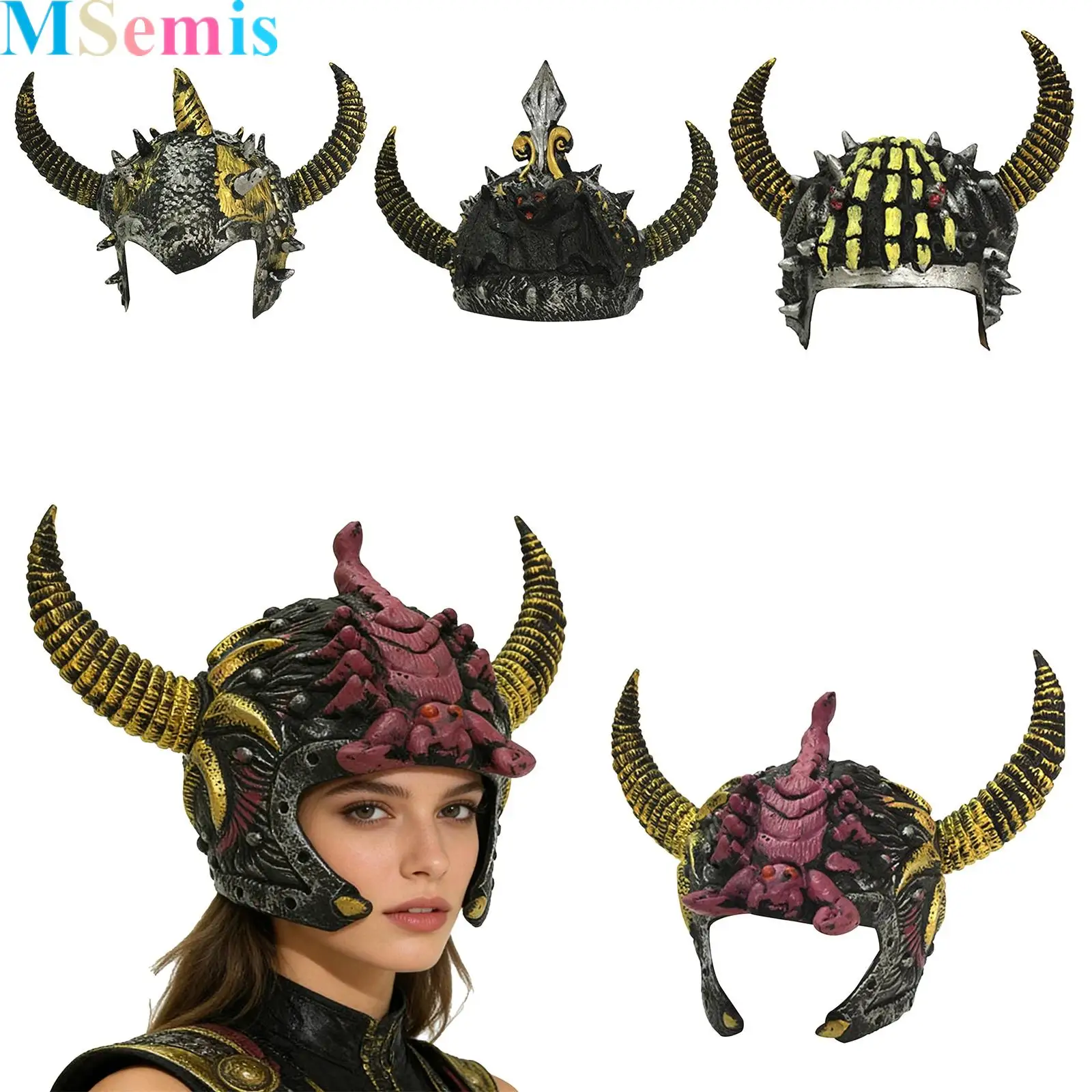 

1Pcs Viking Helmet with Horns Ancient Warrior Battle Helmet Medieval Viking Cosplay Costume Headgear Halloween Hat