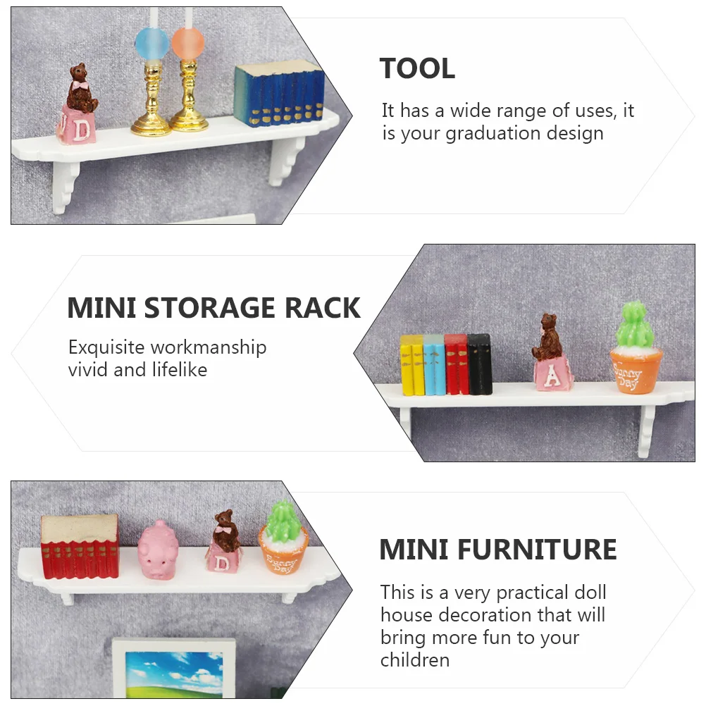 

Mini White Storage Rack Cute Desk Accessories House Decoration Miniatures Dollhouse Wood Furniture Home Kitchen