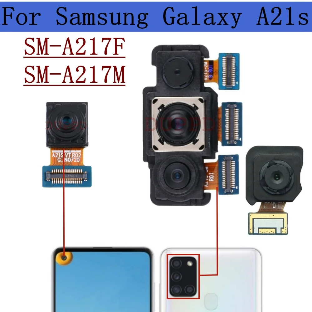 Rear Front Camera For Samsung Galaxy A21s SM-A217F SM-A217M Backside Back Facing Wide Camera Module Replacement Parts