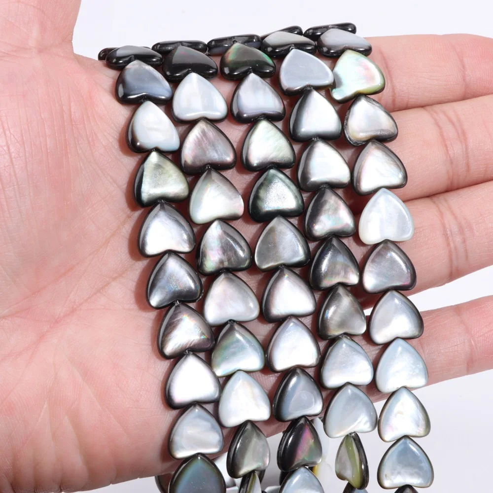 Gray Mother of Pearl Shell Beads Waterdrop Heart Shape Black Natural Shell Beads for Jewelry Making Necklace Charm DIY Bracelet