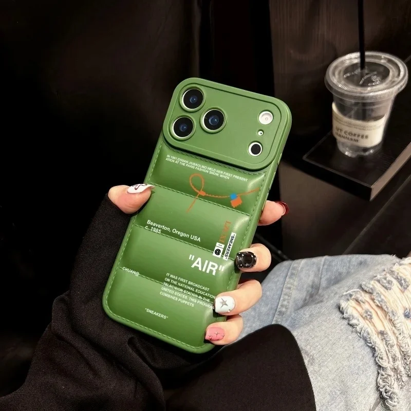 

New Luxury SNEAKERS Down Jacket cloth Phone Case for iPhone 11 12 14 13 15 16 17 Pro Max Plus 17ProMax Fashion Anti-drop Cover