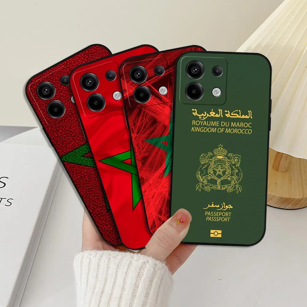 Moroccans Morocco Flag Passport Phone Case For Redmi Note 13 12 12S 11 11T 11S 11E 10 10S 9 9S 8 7 Pro Plus Max Balck Soft Cover