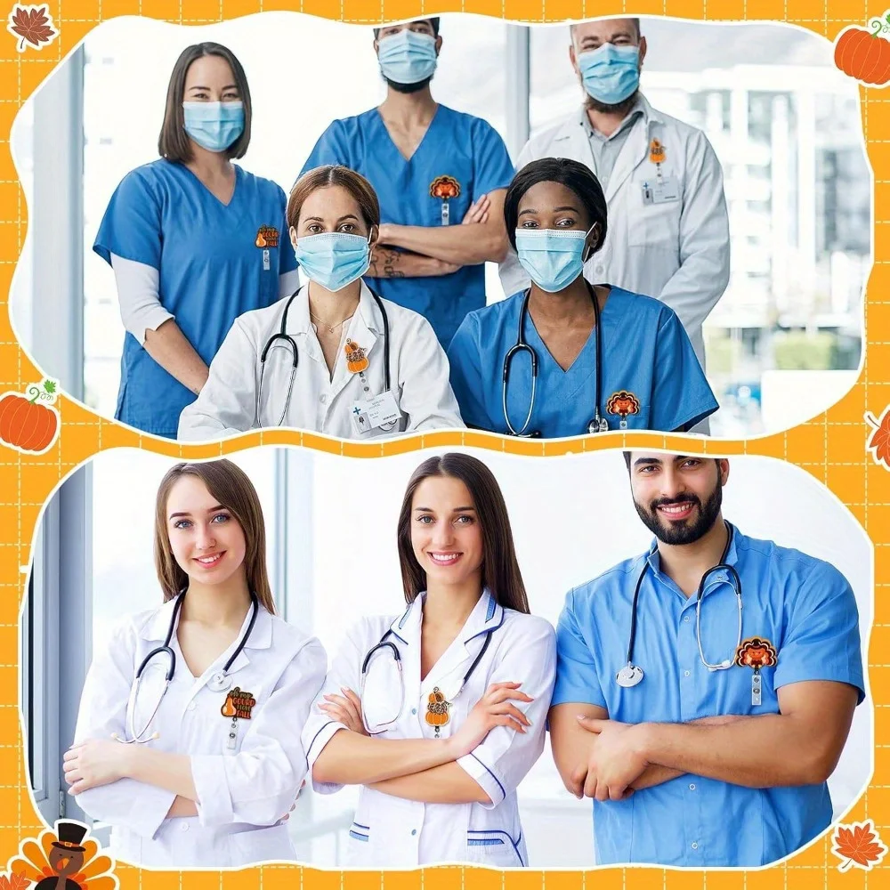 بكرة شارة ممرضة عيد الشكر على شكل يقطين. هدية مثالية للعطلات لمحترفي الرعاية الصحية. #6