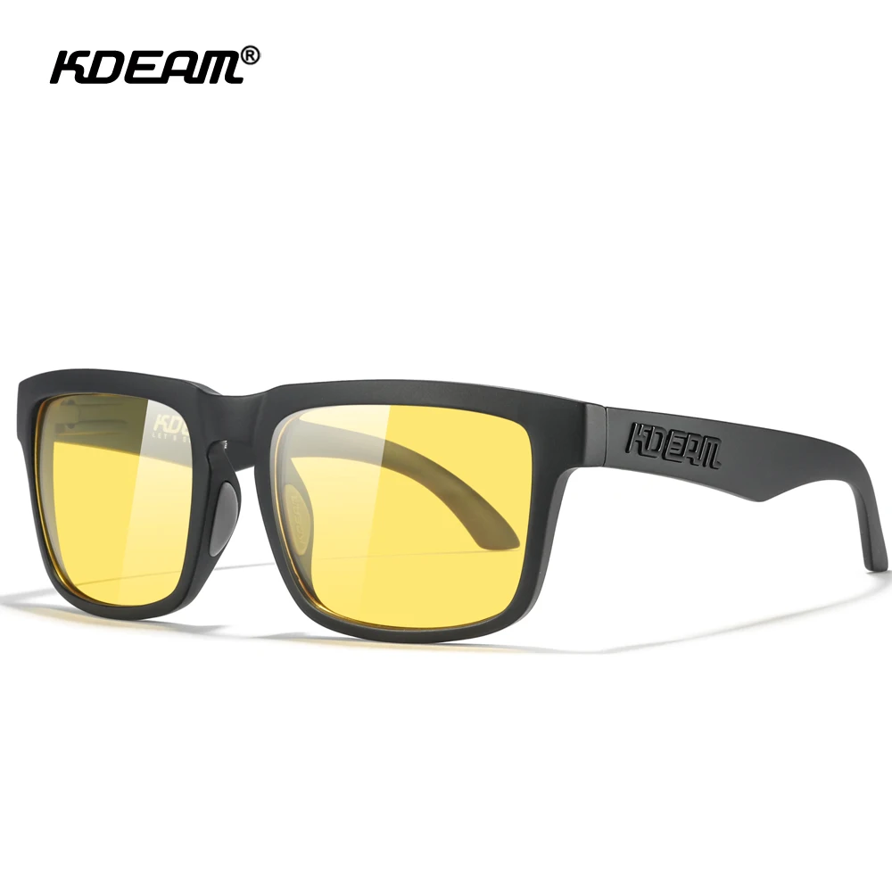 KDEAM UV400 Klassische Eckige Herren-Sonnenbrille mit Nachtsicht für Verbesserte Nachtfahrbarkeit