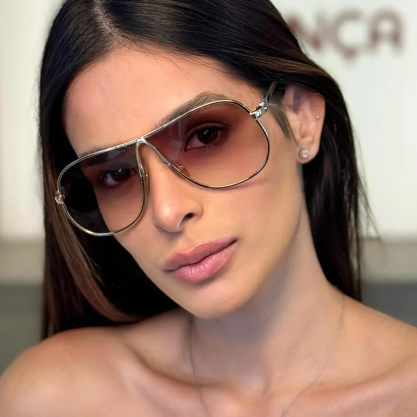 Vintage Übergroße Farbverlauf-Sonnenbrille aus Legierung für Damen Neue Modische Rosa Elegante Sonnenbrillen Retro Sexy Shades Outdoor UV400 – Detail 2