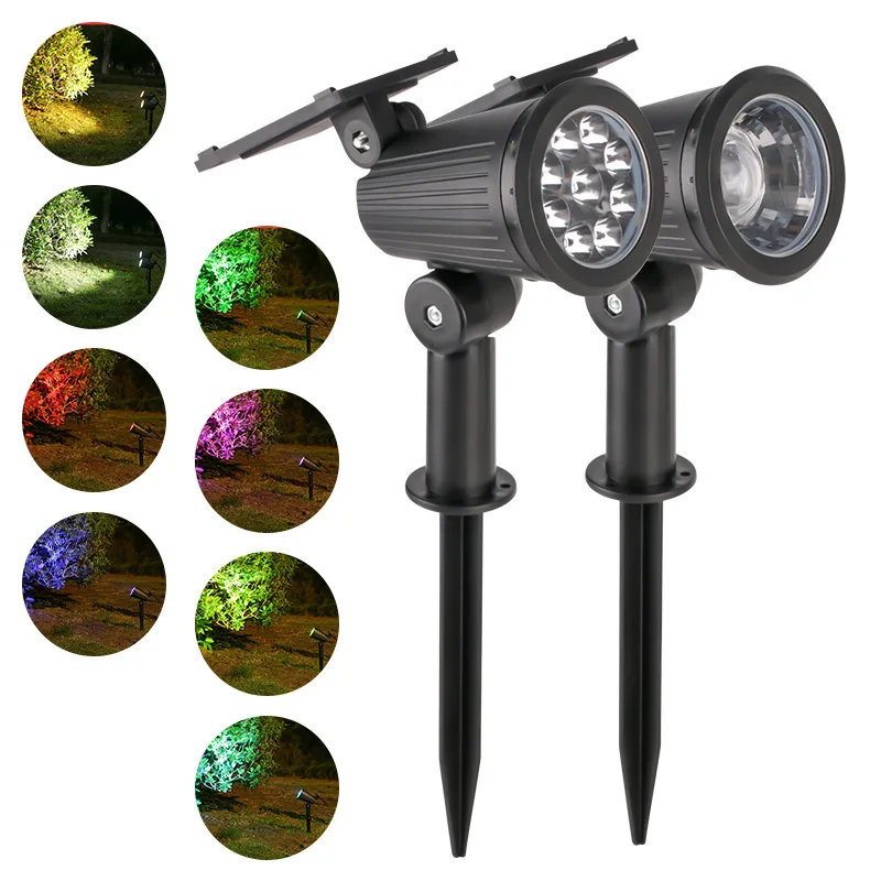 

9 LEDs Solar Spotlights Outdoor Ip65 Waterproof Spot Lights Brightness Adjustable For Garden Backyard Driveway Patio Law Decor