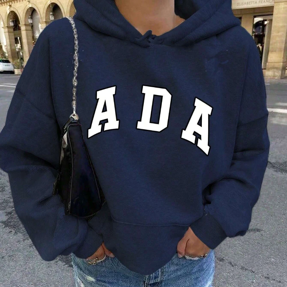 Yaminiya خصم حار بيع المرأة رسالة مطبوعة مقنعين فضفاضة طويلة الأكمام هوديي بلوزة عصرية 2025 جديد