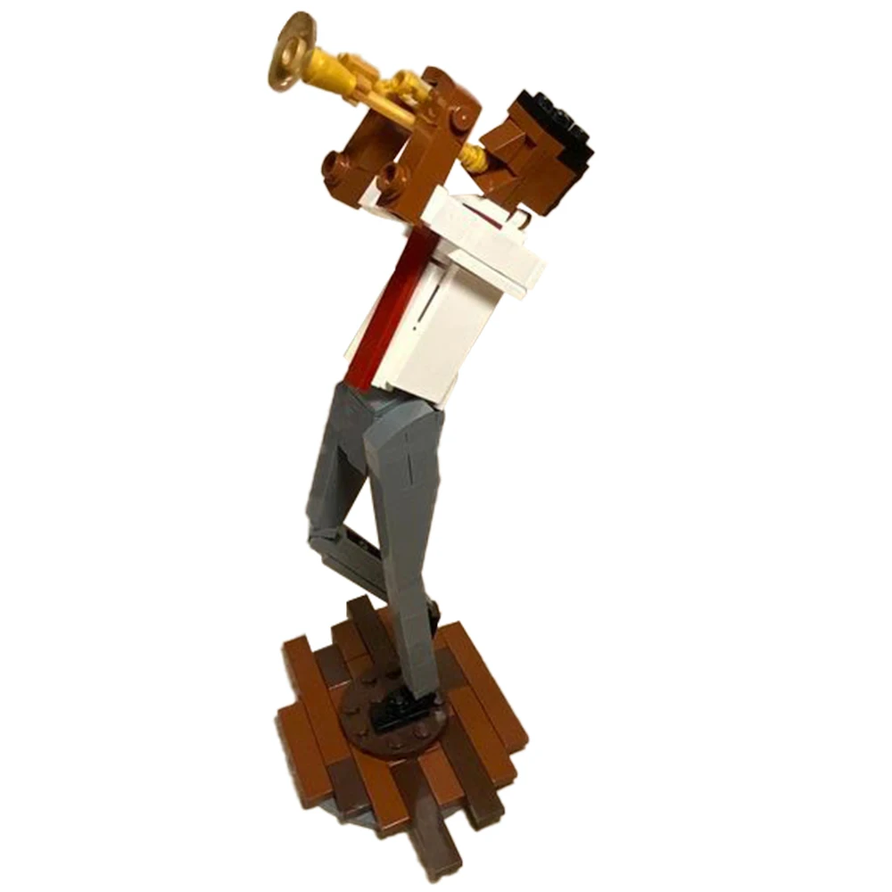 MOC musician 21442 Trumpet Player Violin, Cello, Saxophone Player Building Block Model Jazz Band Doll Brick Toy Children\'s Gift