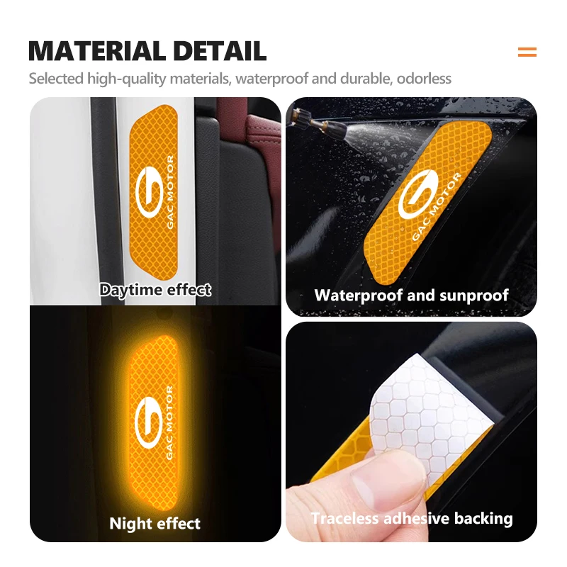 Car Door Safety Warning Mark Reflective Sticker Lighting Luminous For GAC MOTOR Aion S Aion Y AION V Trumpchi GS3 GS4 GS5 GS8 M8