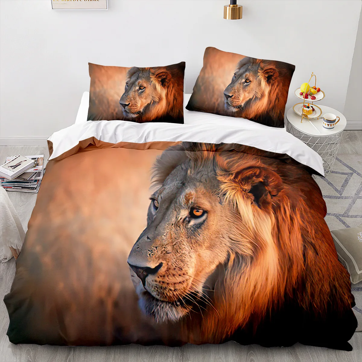 Tier Löwe Bettwäsche Set coole Tier Bettwäsche Wohnkultur Single Double Twin Size für Jungen Mädchen Kinder Erwachsene Löwe Bett bezug Set – Detail 13