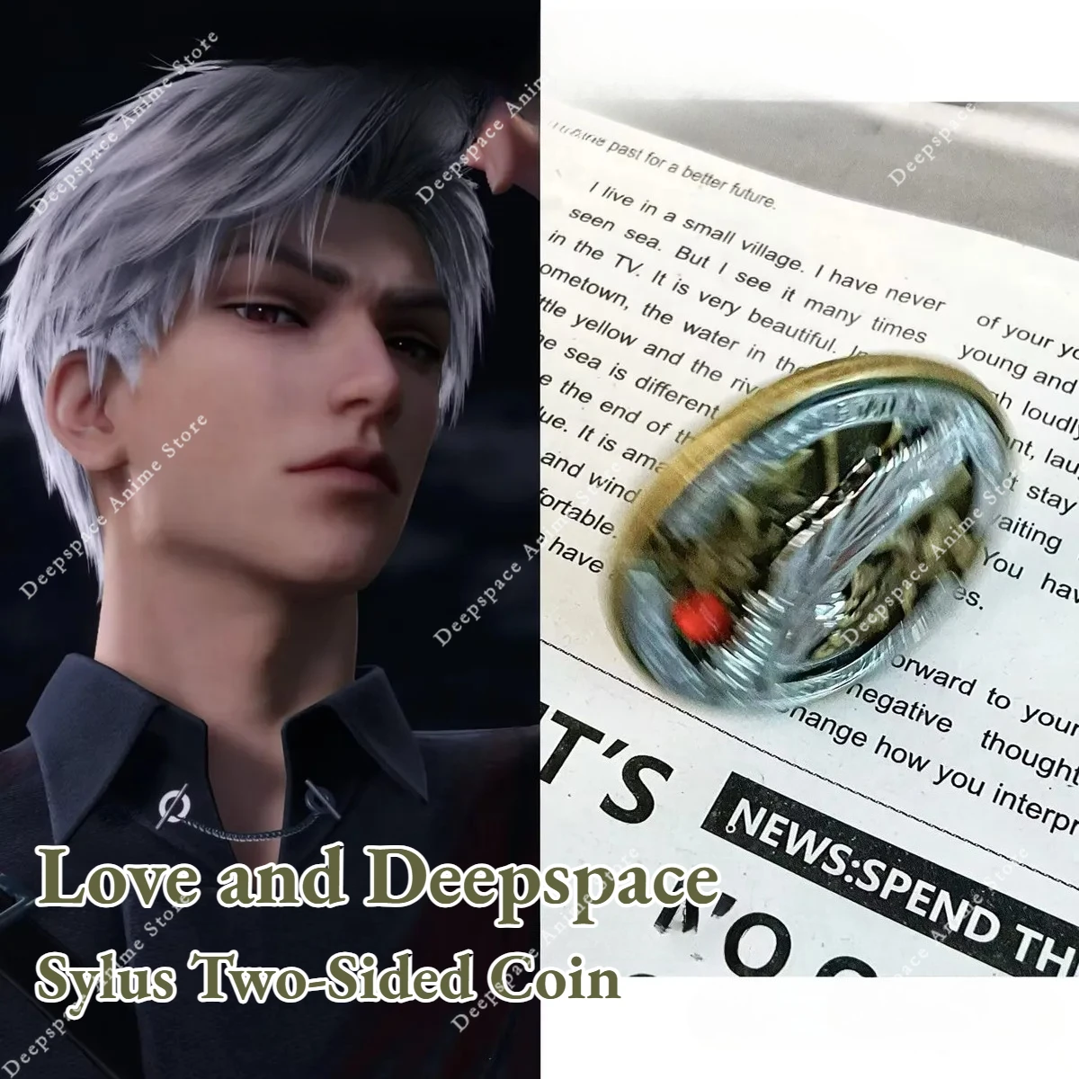 

Game Love and Deepspace Sylus Qinche Two-Sided Coin Decision Coin Feather Red Dragon Eye Lucky Cosplay Anime Wish Coin Fans Gift